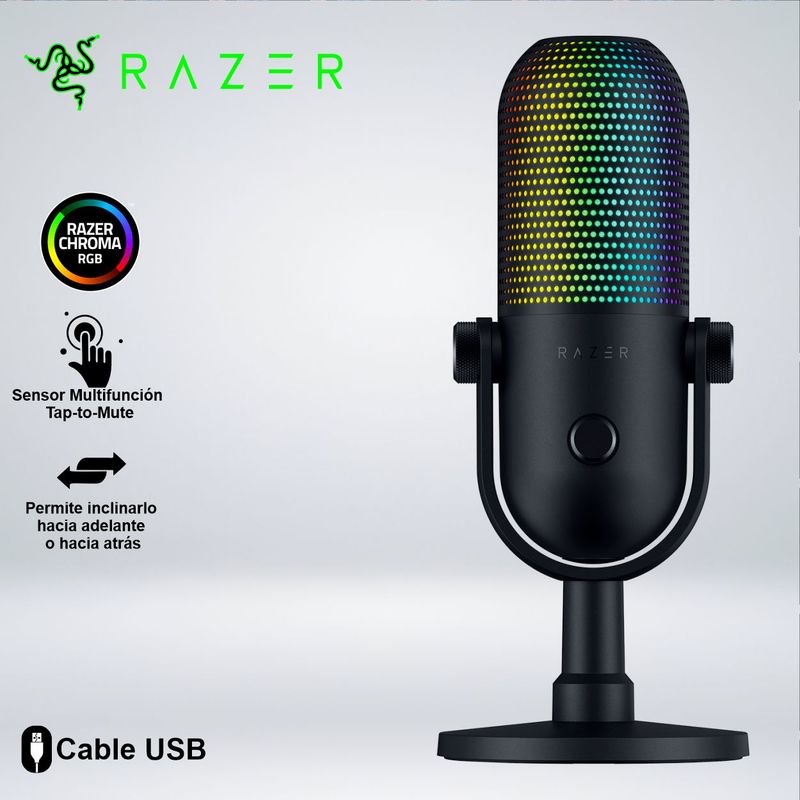 MICROFONO RAZER SEIREN V3 USB RGB STREAMING SENSOR TOUCH SILENT RAZER ...