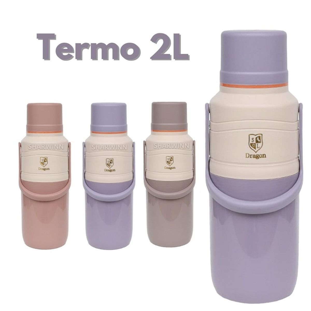 GENERICO - Termo de 2 Litros botella para agua caliente - Rosa o Morado