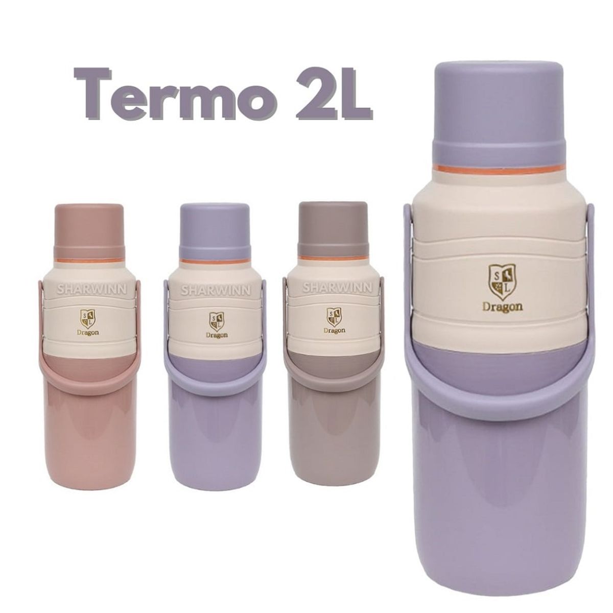 GENERICO - Termo de 2 Litros botella para agua caliente - Rosa o Morado