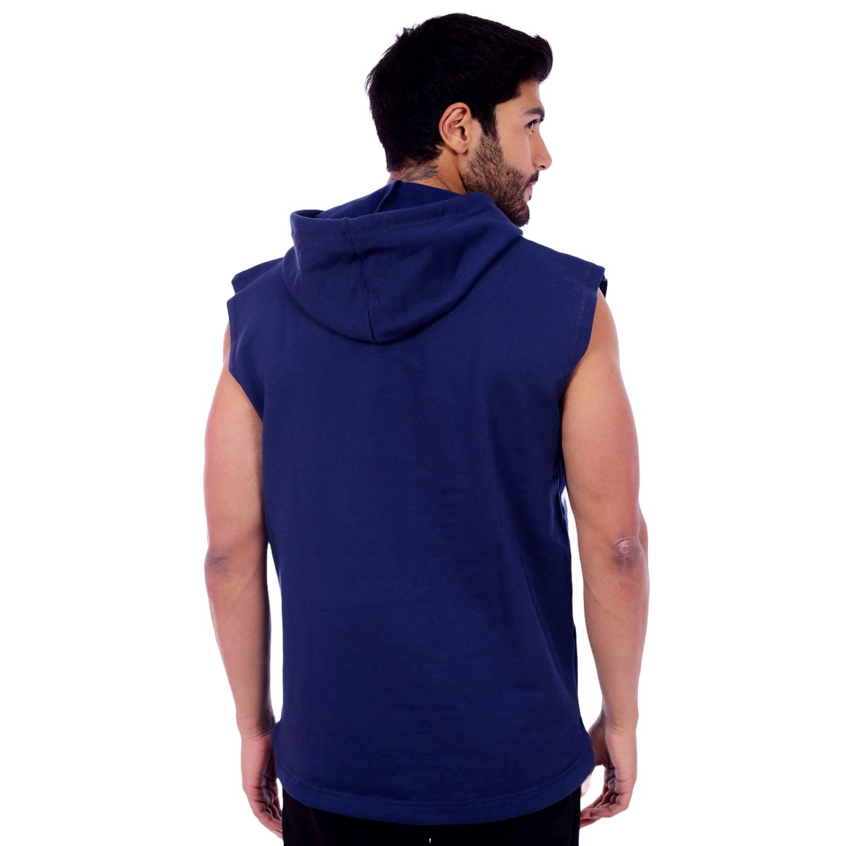 M MUSCLE MUSEUM - Polera Manga Cero Color Azul con Naranja  Bosillo delantero con cierre