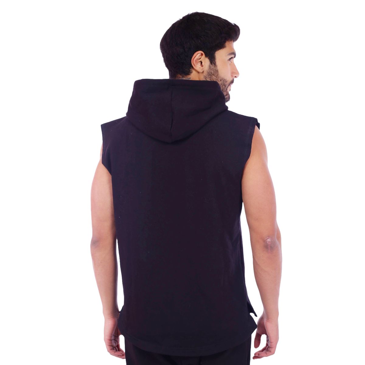 M MUSCLE MUSEUM - Polera Manga Cero Color Negro y Amarillo Bolsillo delantero con cierre