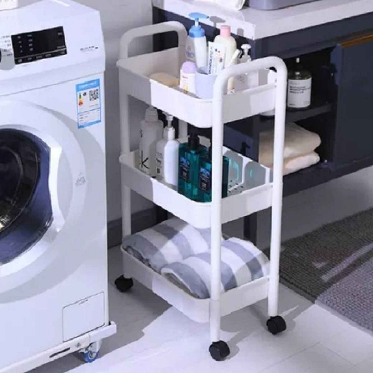 GENERICO - Carrito Organizador Multiusos 4 Niveles con Ruedas - Blanco