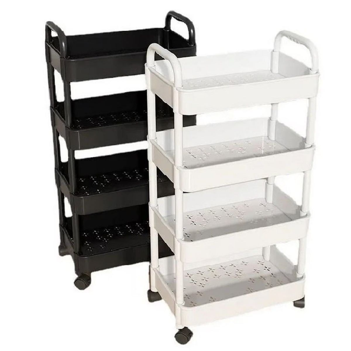 GENERICO - CARRITO ORGANIZADOR MULTIUSOS 4 NIVELES CON RUEDAS- NEGRO