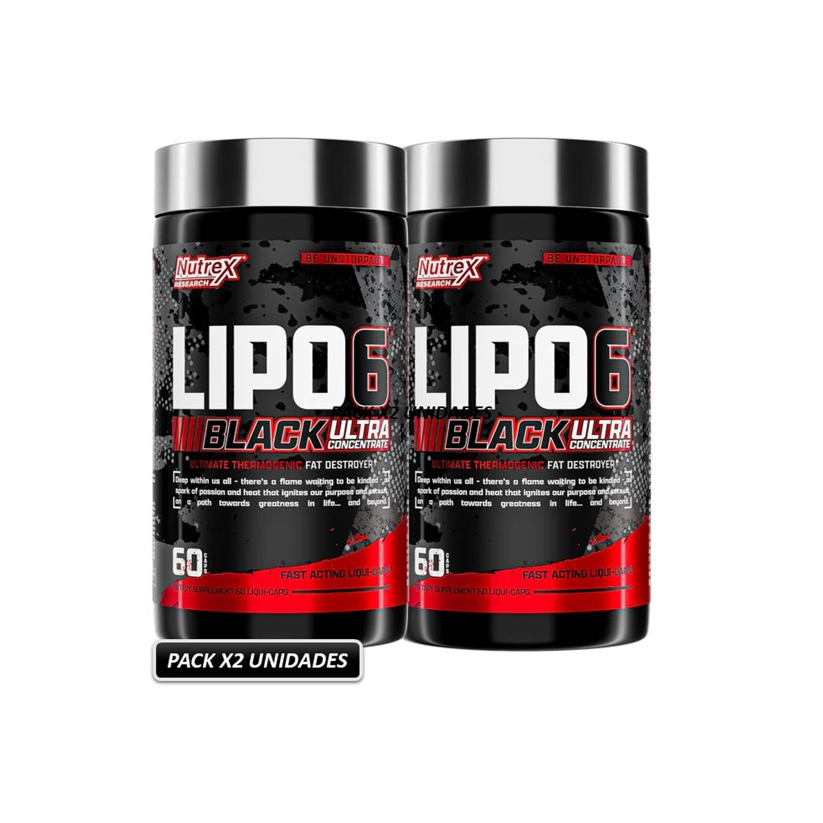 NUTREX RESEARCH - Lipo6 Black 60 Cáps. Pack x2 Quemador de Grasa Nutrex - Tienda Fisica