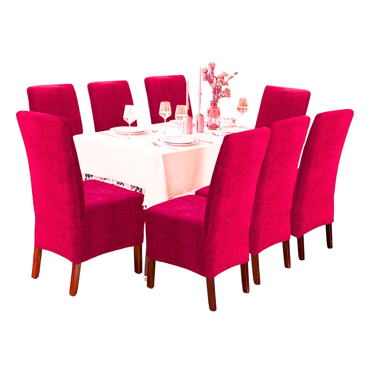 SALA FABULOSA - Funda de silla terciopelo 8 piezas ROJO Sala fabulosa