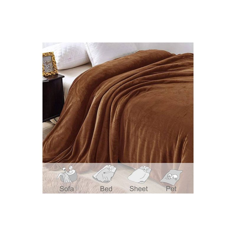 GENERICO - COLCHA DE PELUCHE PELO CORTO QUEEN CAMELLO