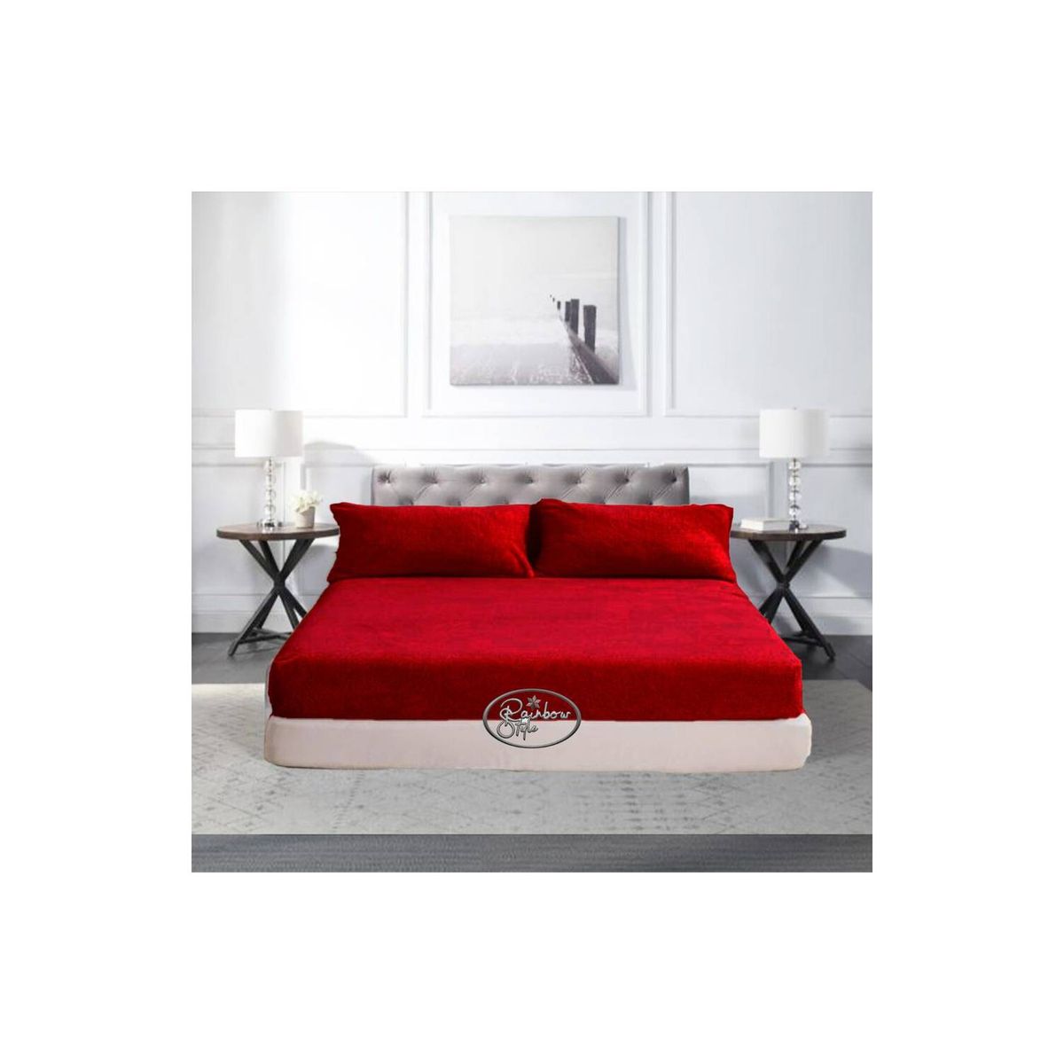 GENERICO - COLCHA 2 PLAZAS DE PELUCHE PELO CORTO ROJO