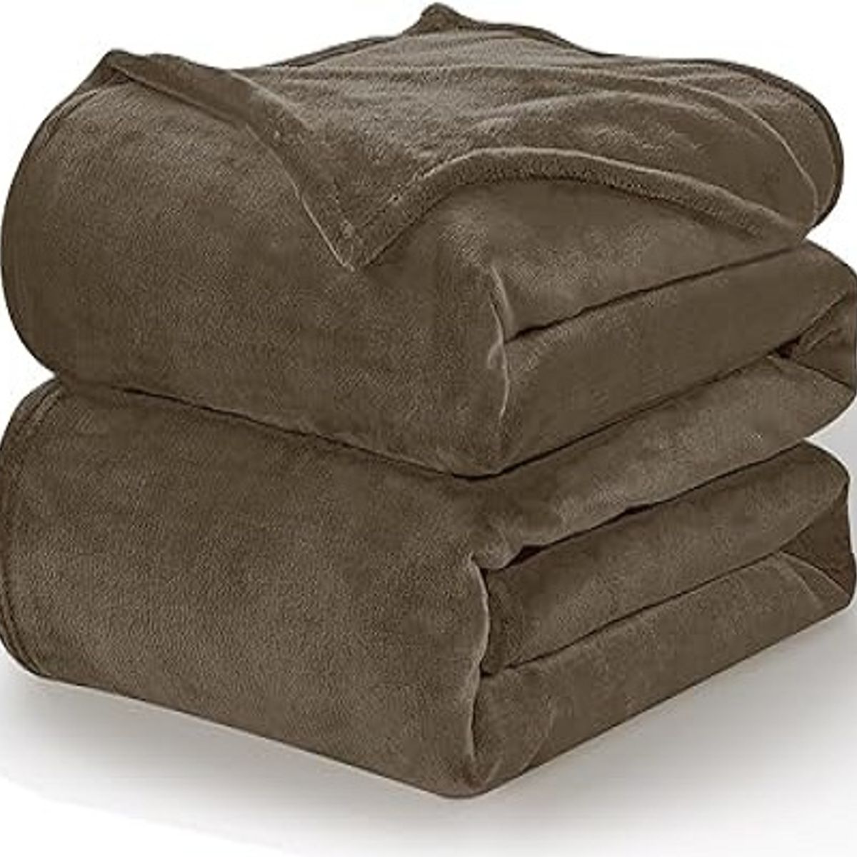 GENERICO - COLCHA Y DOS FUNDAS DE ALMOHADAS 2 PLAZAS DE PELUCHE PELO CORTO MARRÓN