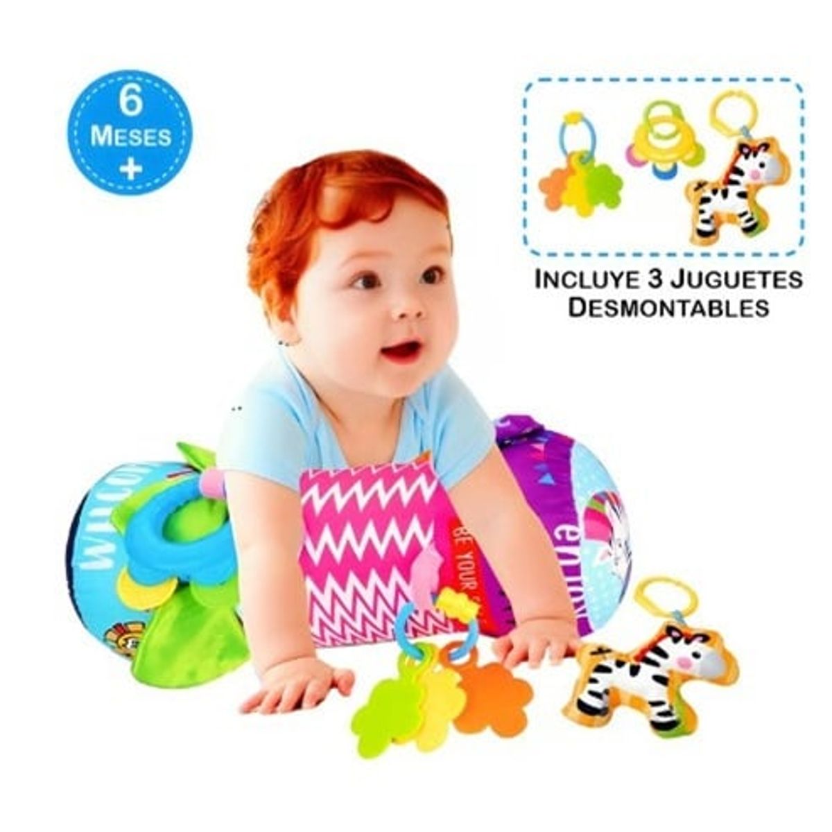 GENERICO - JUGUETE DE ESTIMULACIÓN - ALMOHADA DE RODILLO PARA BEBÉ