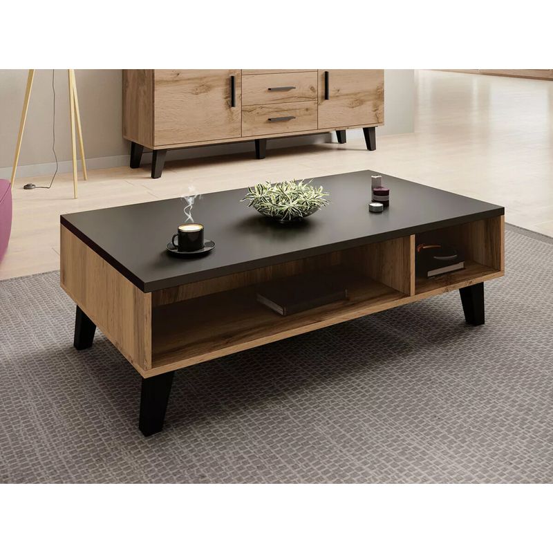 TU MESITA - Mesa de Centro Moderna Bobbie color NegroMacadamia TU MESITA