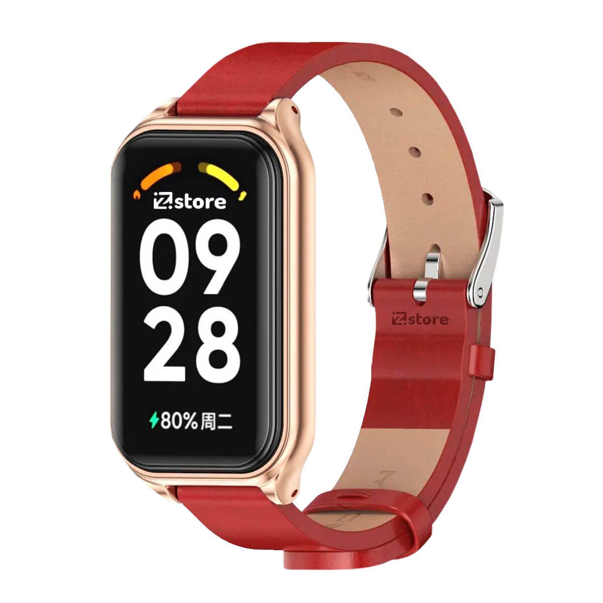 GENERICO - Correa de Cuero Para Redmi Band 2 de Microfibra PU Rojo CM Gold Rose