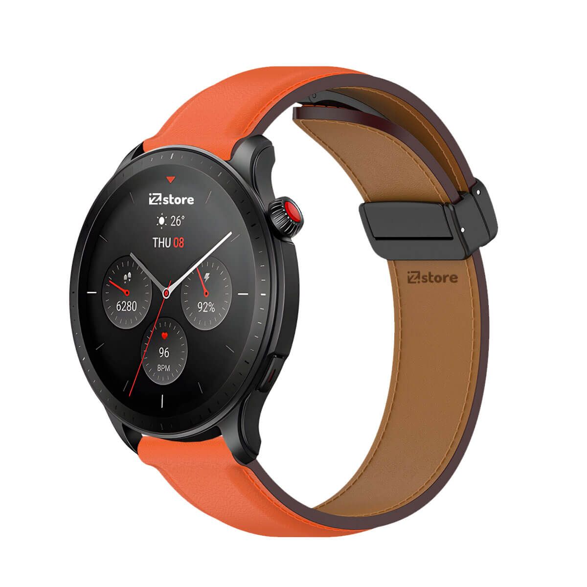 GENERICO - Correa de Cuero Para Amazfit GTR4 Magnético Naranja