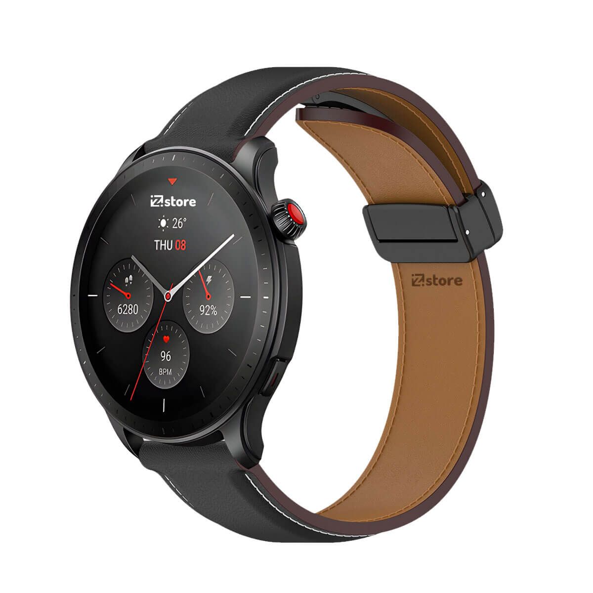 GENERICO - Correa de Cuero Para Amazfit GTR4 Magnético Negro