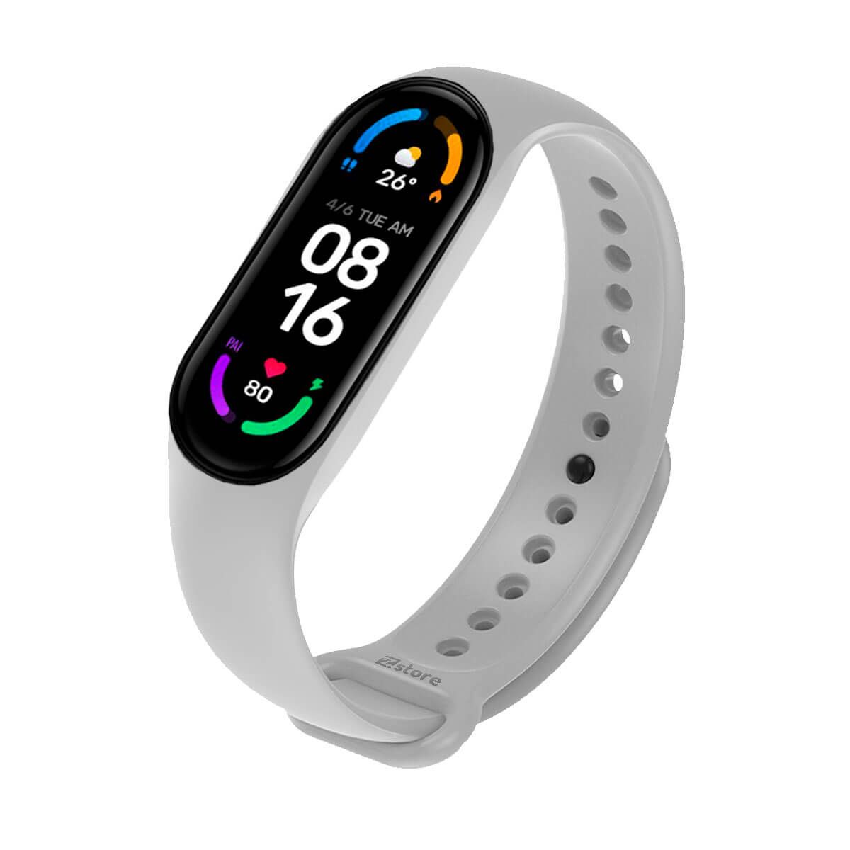 GENERICO - Correa Para Xiaomi Mi Band 5 y 6  Gris Claro