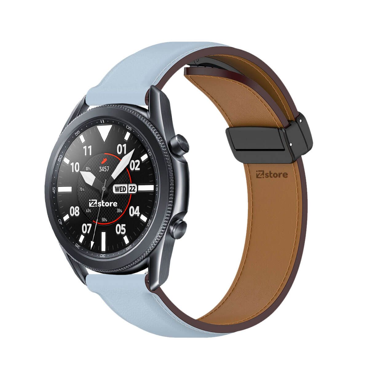 GENERICO - Correa de Cuero Para Samsung Galaxy Watch 3 45MM Magnético Celeste