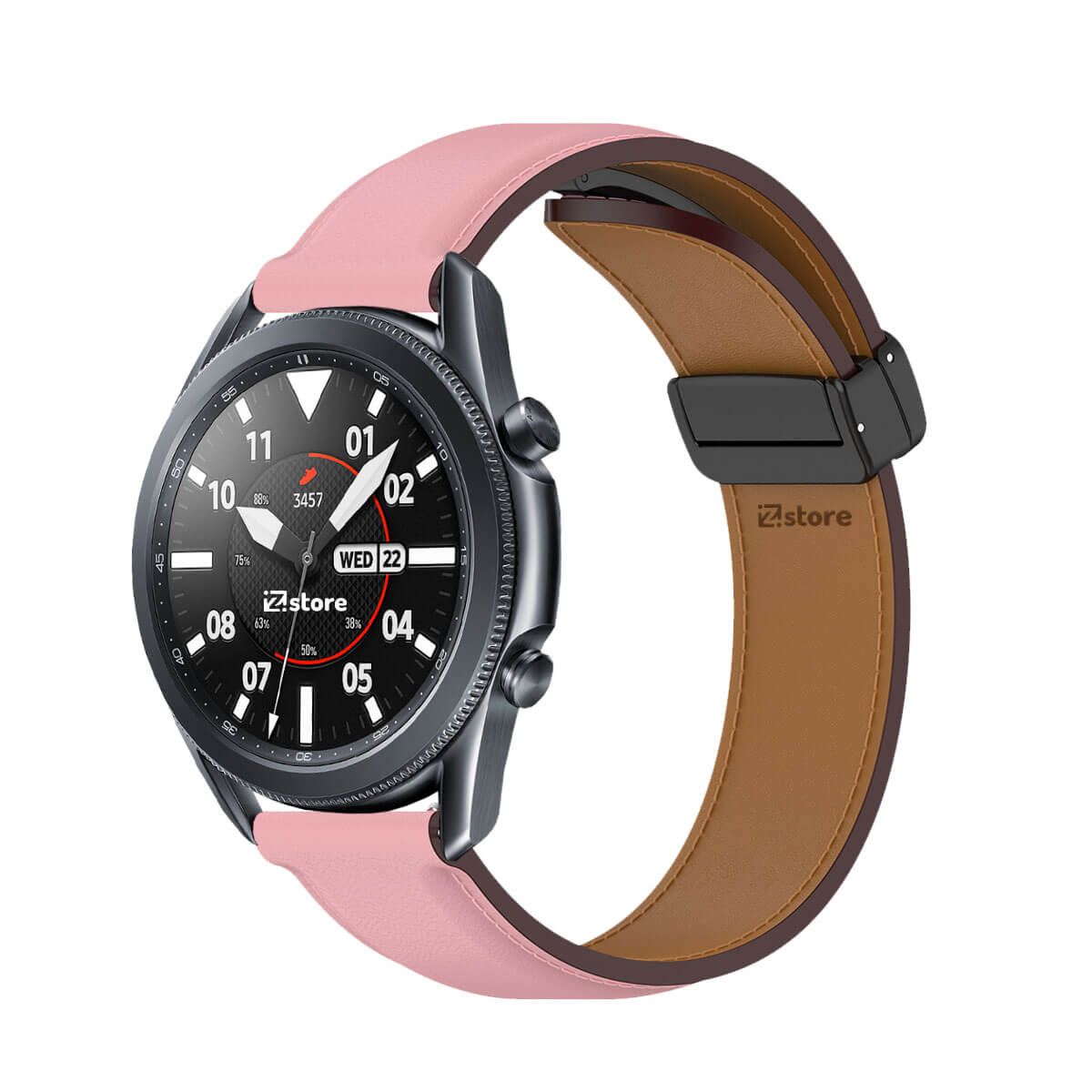 GENERICO - Correa de Cuero Para Samsung Galaxy Watch 3 45MM Magnético Rosado
