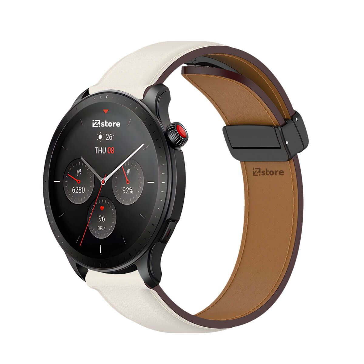 GENERICO - Correa de Cuero Para Amazfit GTR4 Magnético Crema