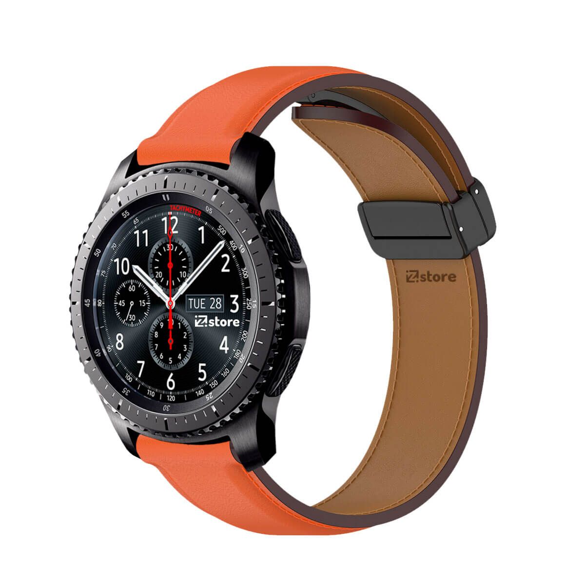 GENERICO - Correa de Cuero Para Samsung Gear S3 Magnético Naranja