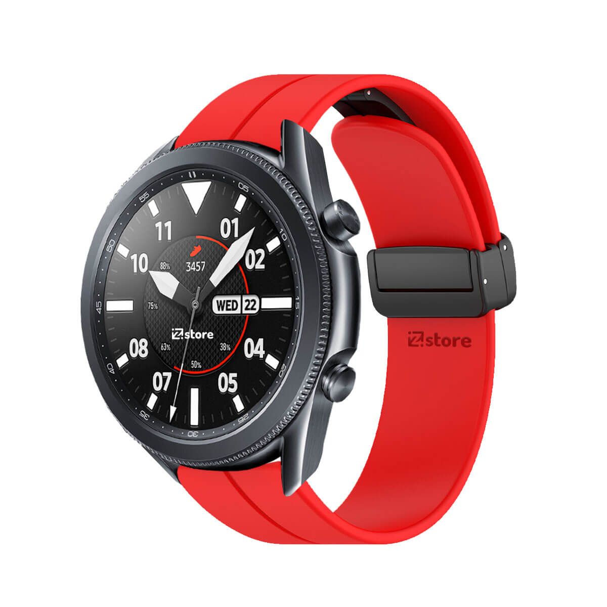 GENERICO - Correa Para Samsung Galaxy Watch 3 45MM Broche Magnético Rojo