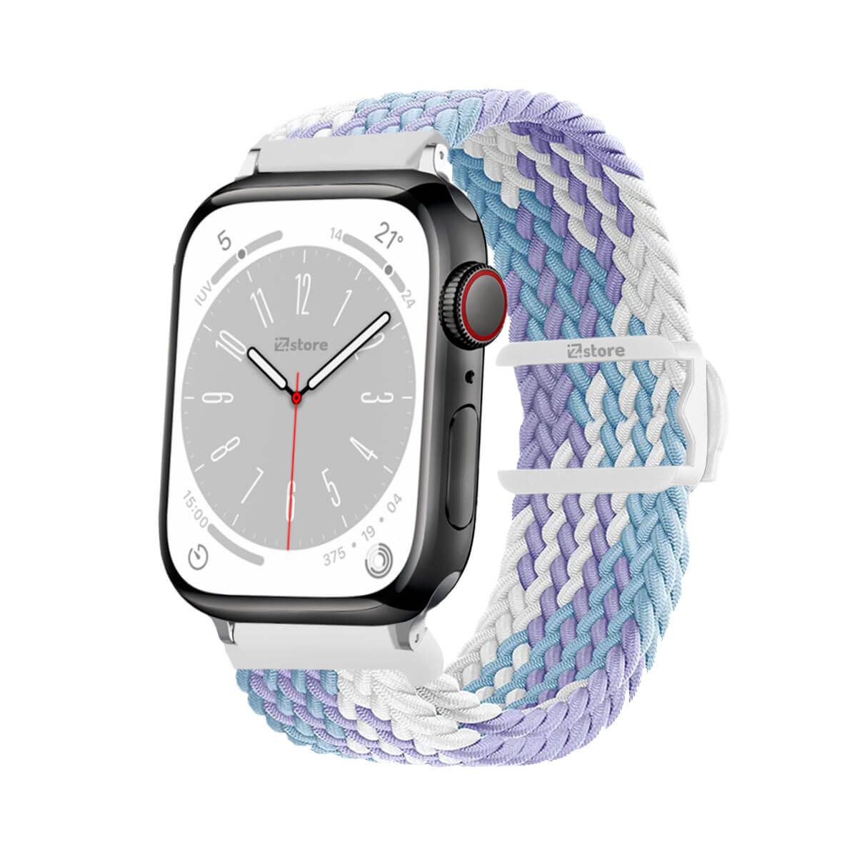 GENERICO - Correas de Nylon Para Apple Watch 42-44-45-49mm Lila Bicolor Silver
