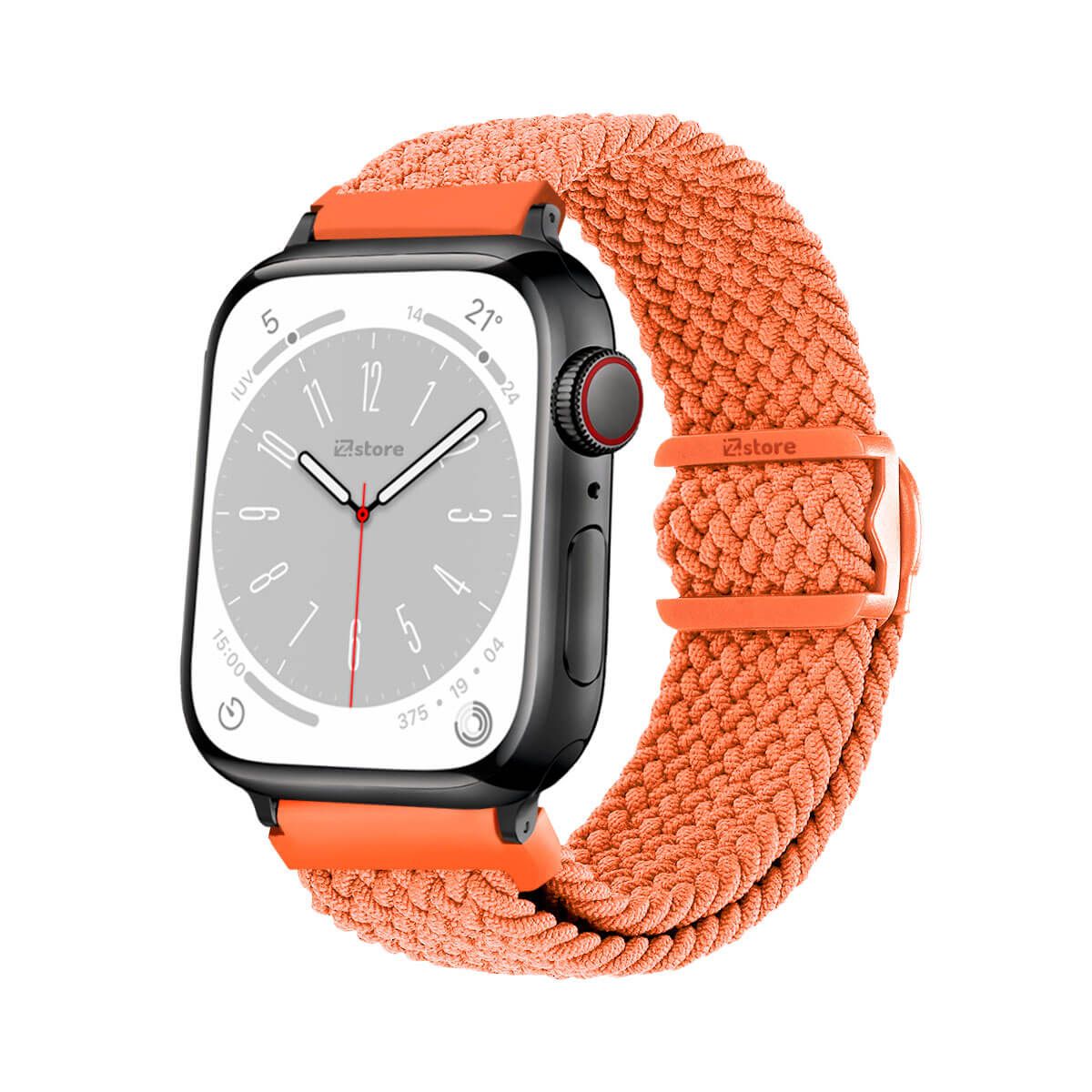 GENERICO - Correas de Nylon Para Apple Watch 42-44-45-49mm Naranja Black