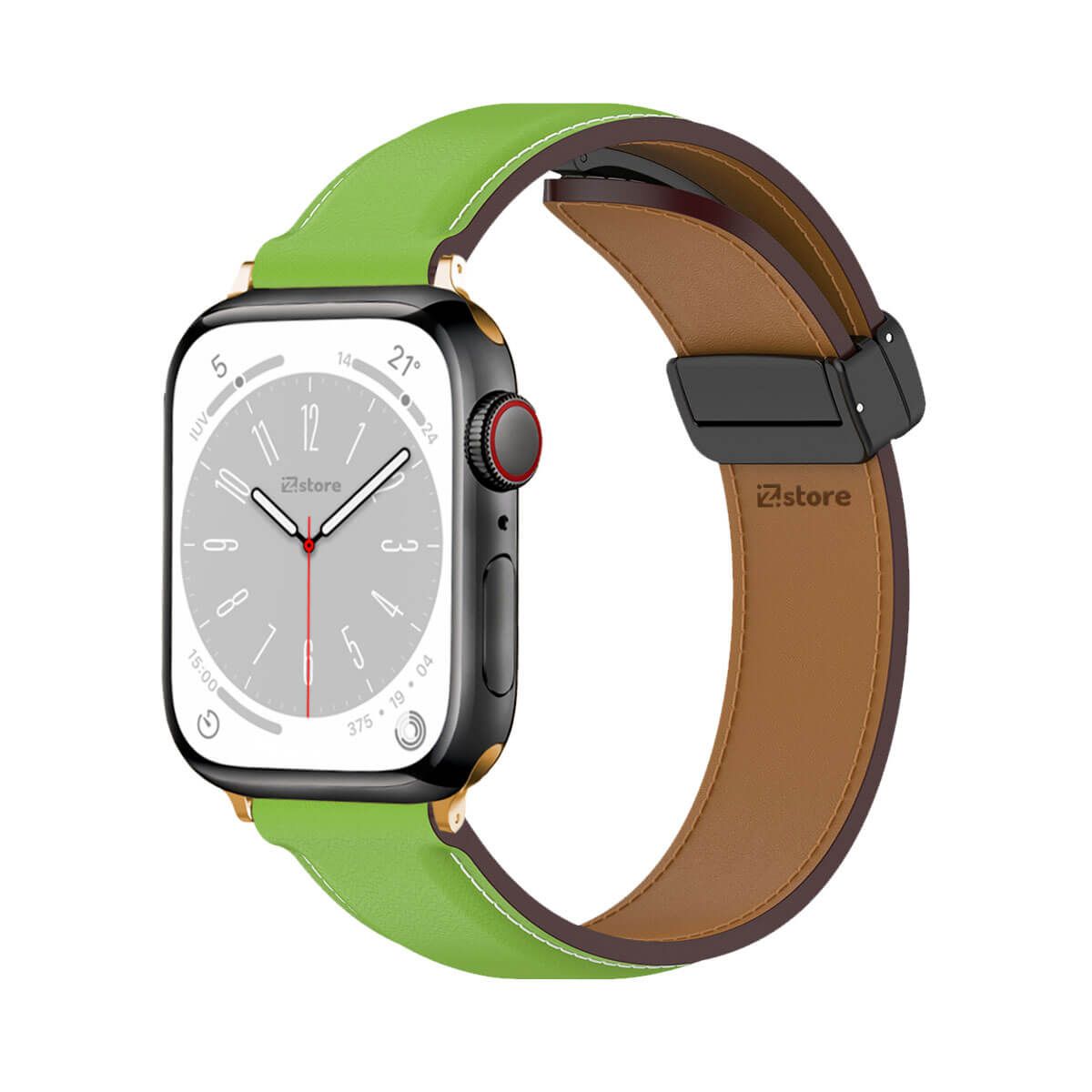 GENERICO - Correa De Cuero Para Apple Watch 42-44-45-49mm Verde Gold