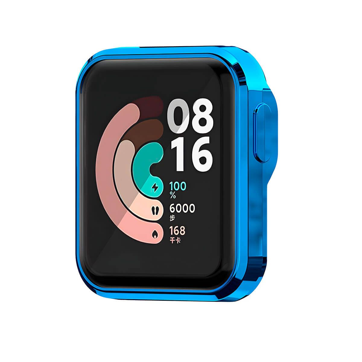 GENERICO - Case con Protector Xiaomi Mi Watch Lite Metalizado Azul