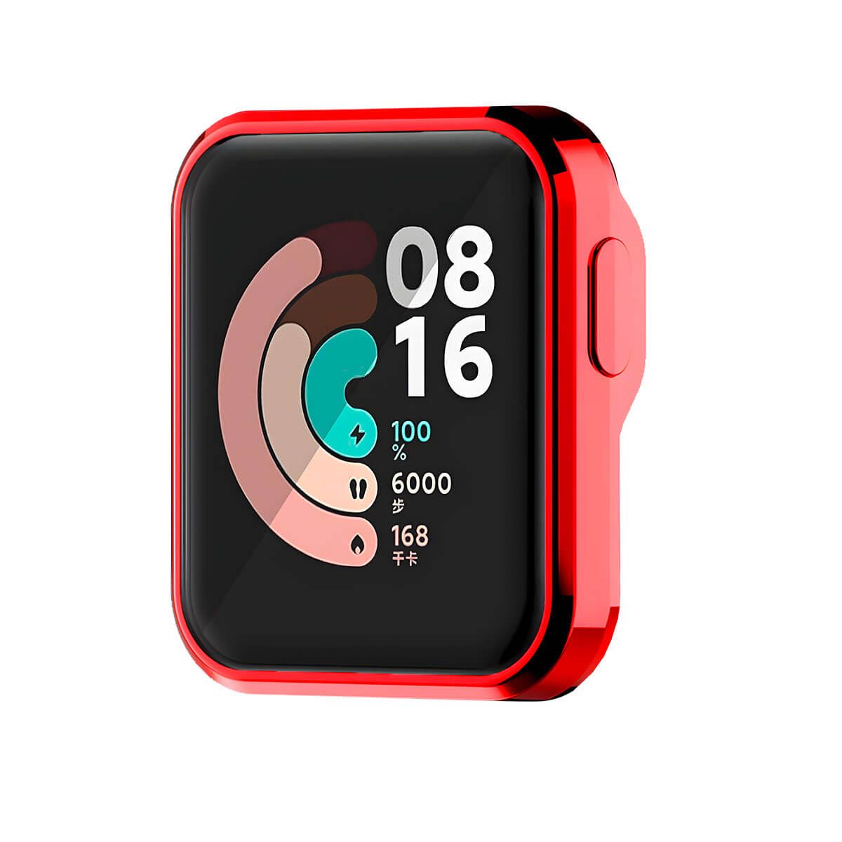 GENERICO - Case con Protector Xiaomi Mi Watch Lite Metalizado Rojo