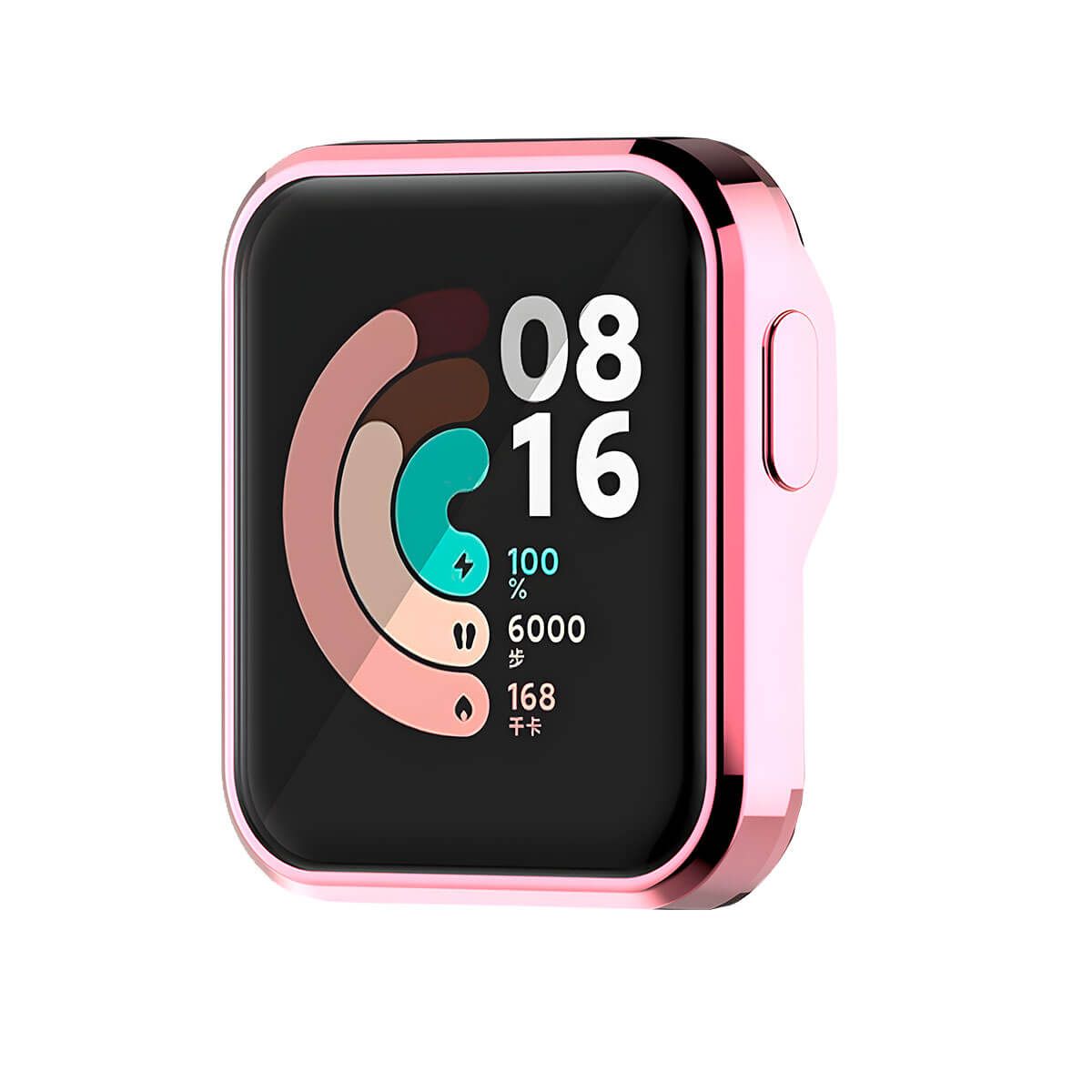 GENERICO - Case con Protector Xiaomi Mi Watch Lite Metalizado Rosado