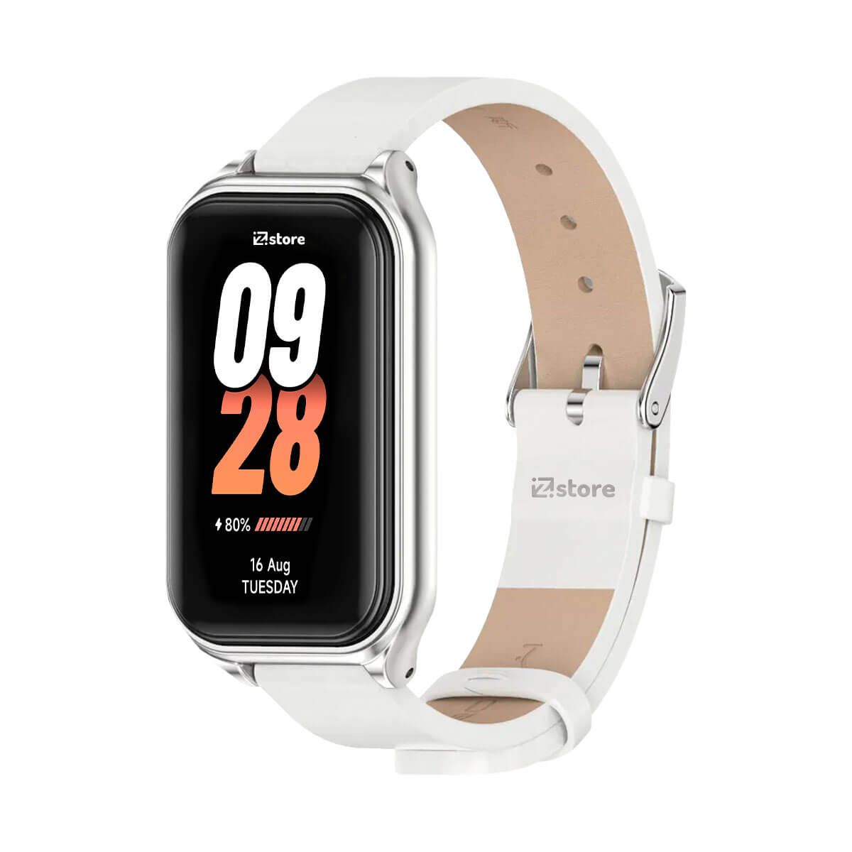 GENERICO - Correa de Cuero Para Xiaomi Mi Band 8 Active de Microfibra PU Blanco CM Silver