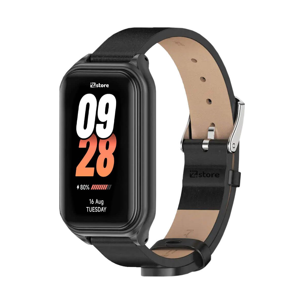 GENERICO - Correa de Cuero Para Xiaomi Mi Band 8 Active de Microfibra PU Negro CM Black