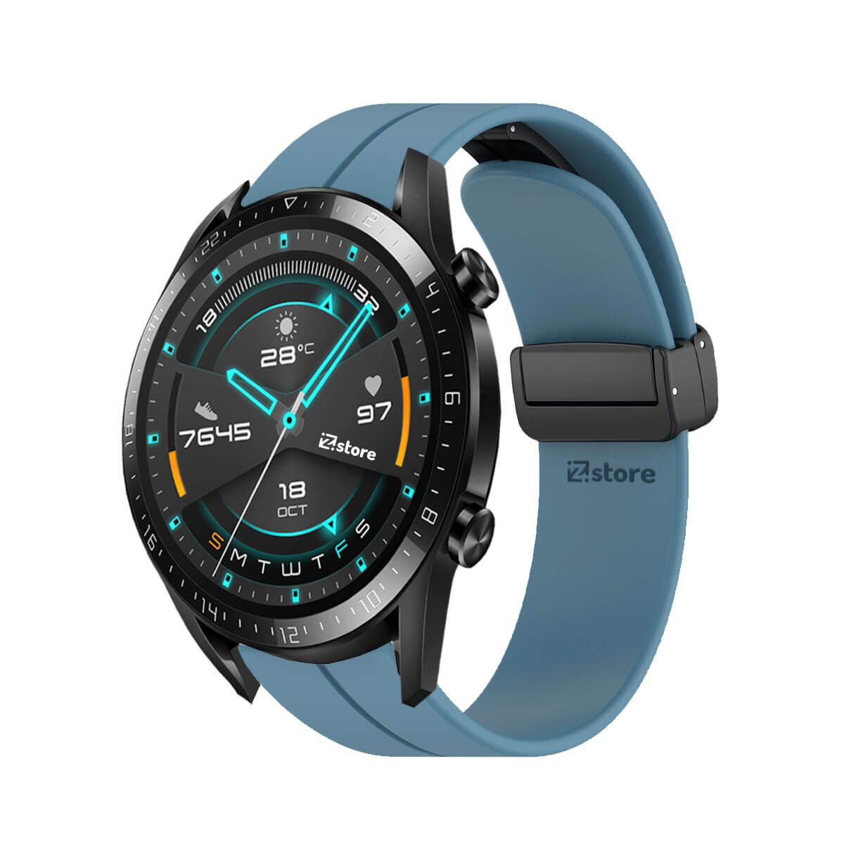 GENERICO - Correa Para Huawei Watch GT2 46MM Broche Magnético Azul Acero