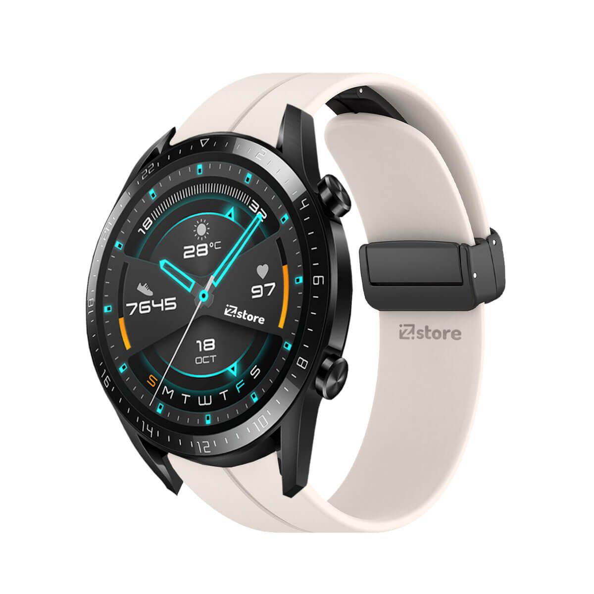 GENERICO - Correa Para Huawei Watch GT2 46MM Broche Magnético Crema