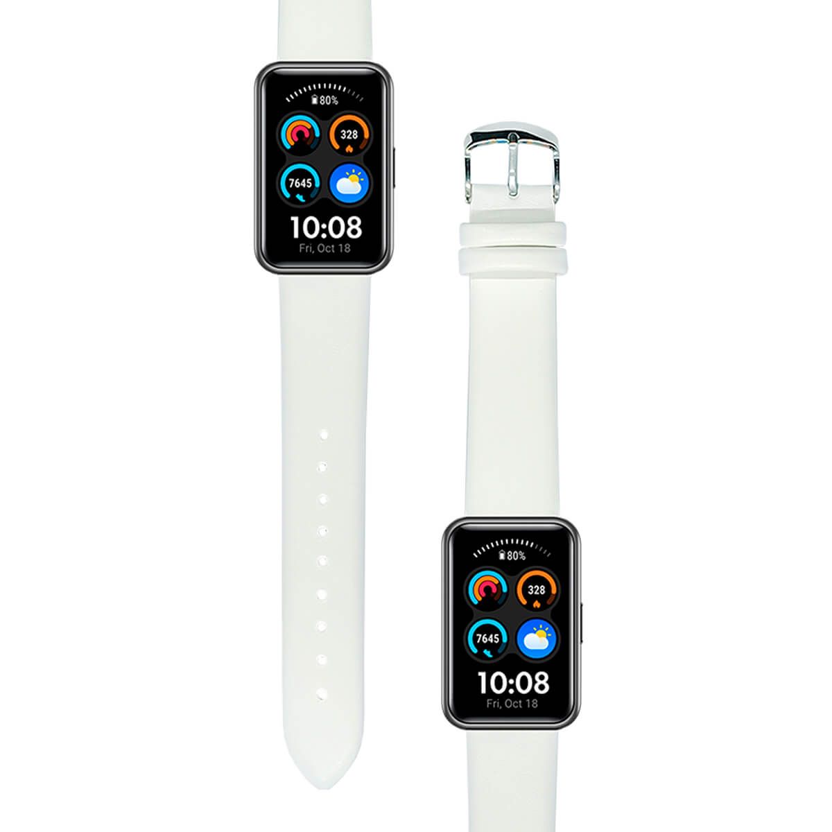 GENERICO - Correa de Cuero Para Huawei Watch Fit Blanco