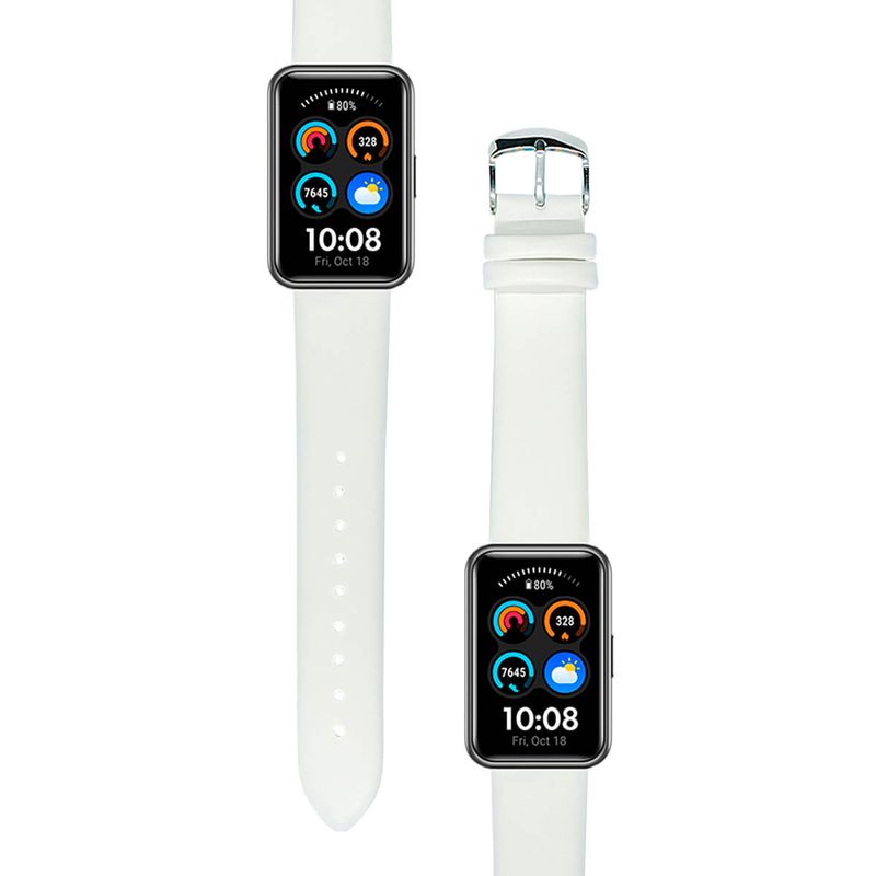 GENERICO - Correa de Cuero Para Huawei Watch Fit Blanco