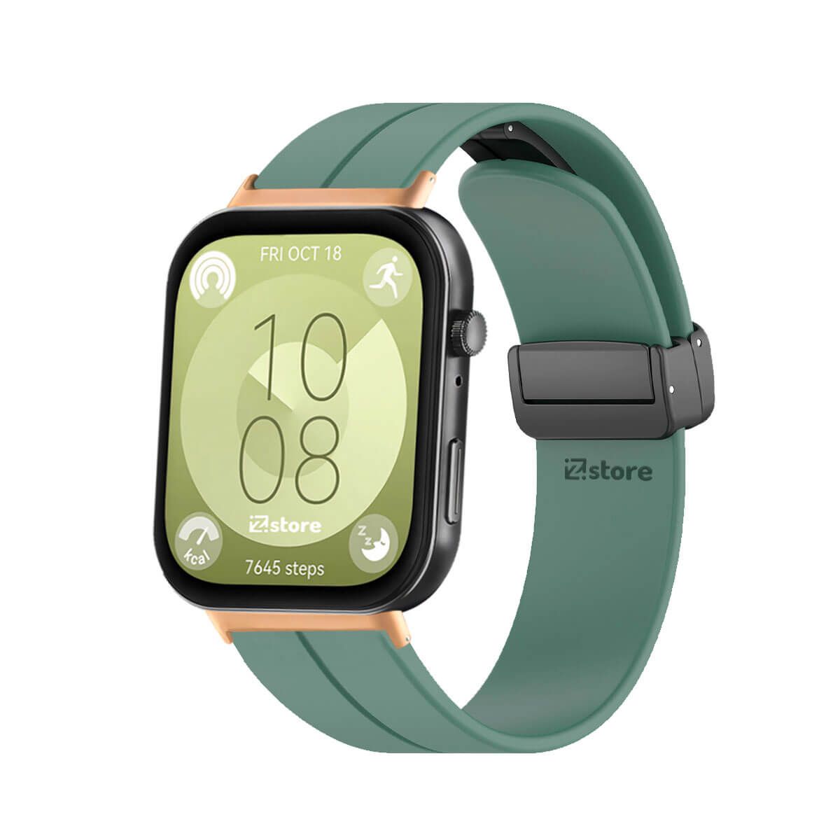 GENERICO - Correa Para Huawei Watch Fit 3 Broche Magnetico Verde Pino Gold Rose