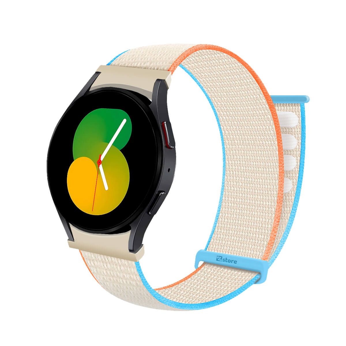 GENERICO - Correa de Nylon Para Samsung Galaxy Watch 4 y 5 Crema Tricolor