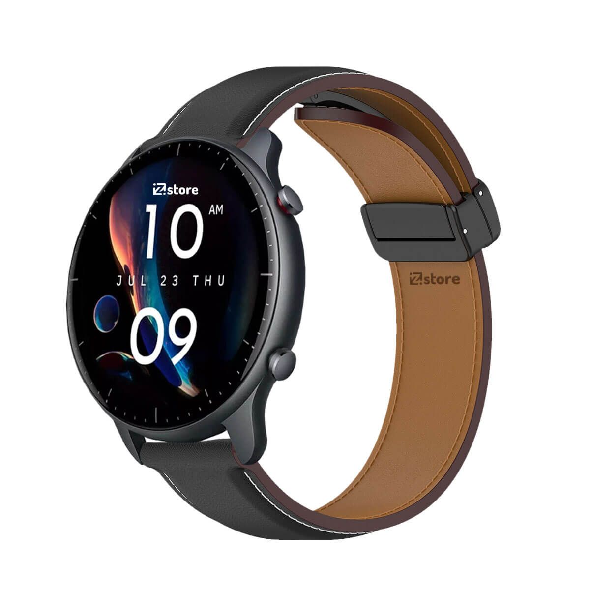 GENERICO - Correa de Cuero Para Amazfit GTR3 Magnético Negro