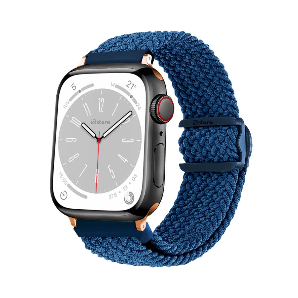 GENERICO - Correas de Nylon Para Apple Watch 42-44-45-49mm Azul Oscuro Gold Rose