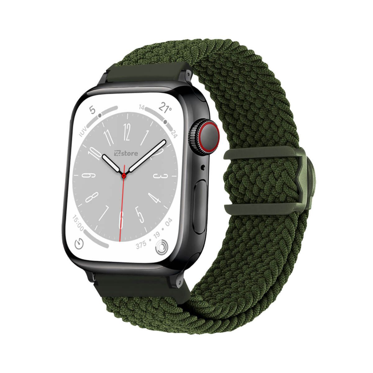 GENERICO - Correas de Nylon Para Apple Watch 42-44-45-49mm Verde Militar Black