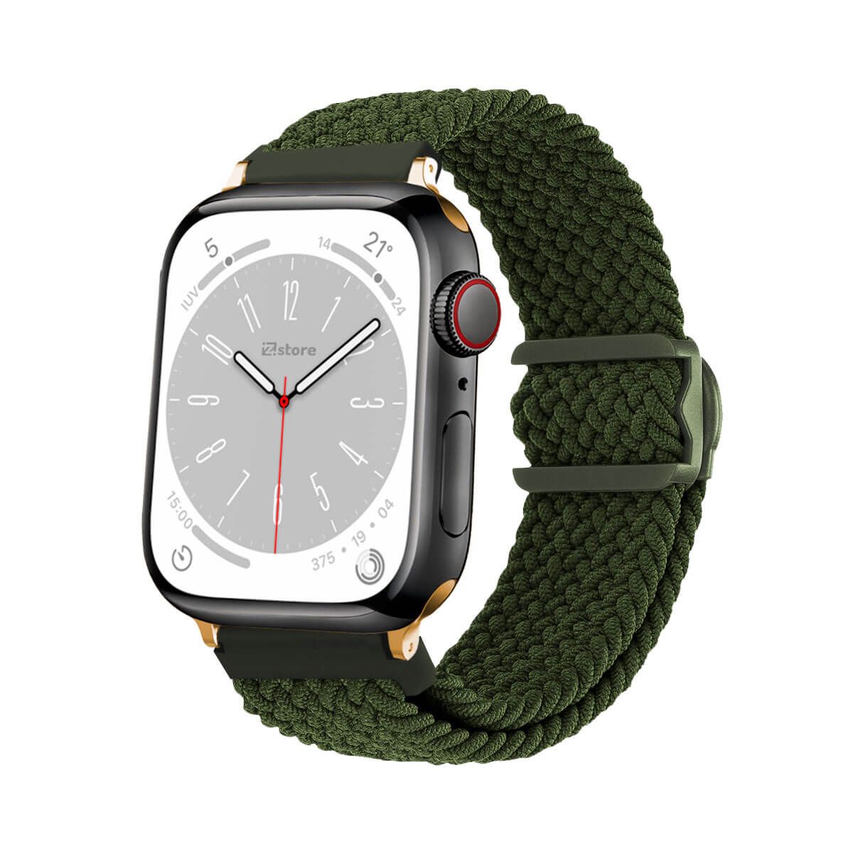 GENERICO - Correas de Nylon Para Apple Watch 42-44-45-49mm Verde Militar Gold