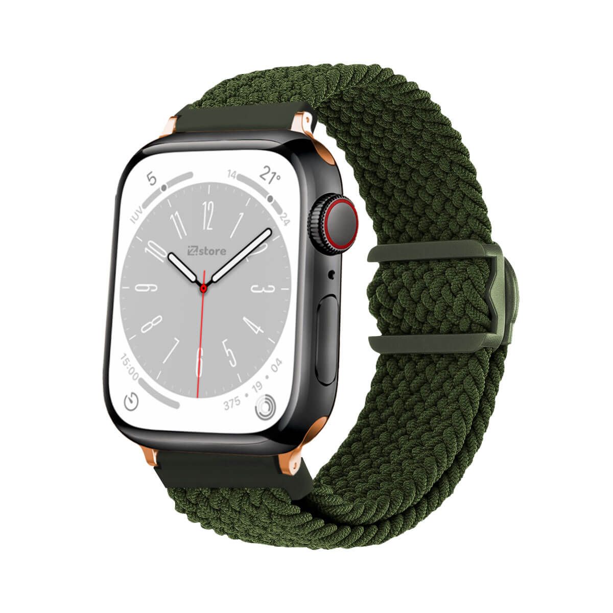 GENERICO - Correas de Nylon Para Apple Watch 42-44-45-49mm Verde Militar Gold Rose