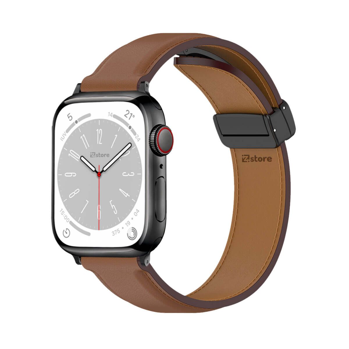 GENERICO - Correa De Cuero Para Apple Watch 42-44-45-49mm Marron Black