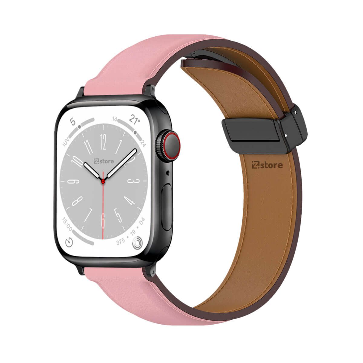 GENERICO - Correa De Cuero Para Apple Watch 42-44-45-49mm Rosado Black