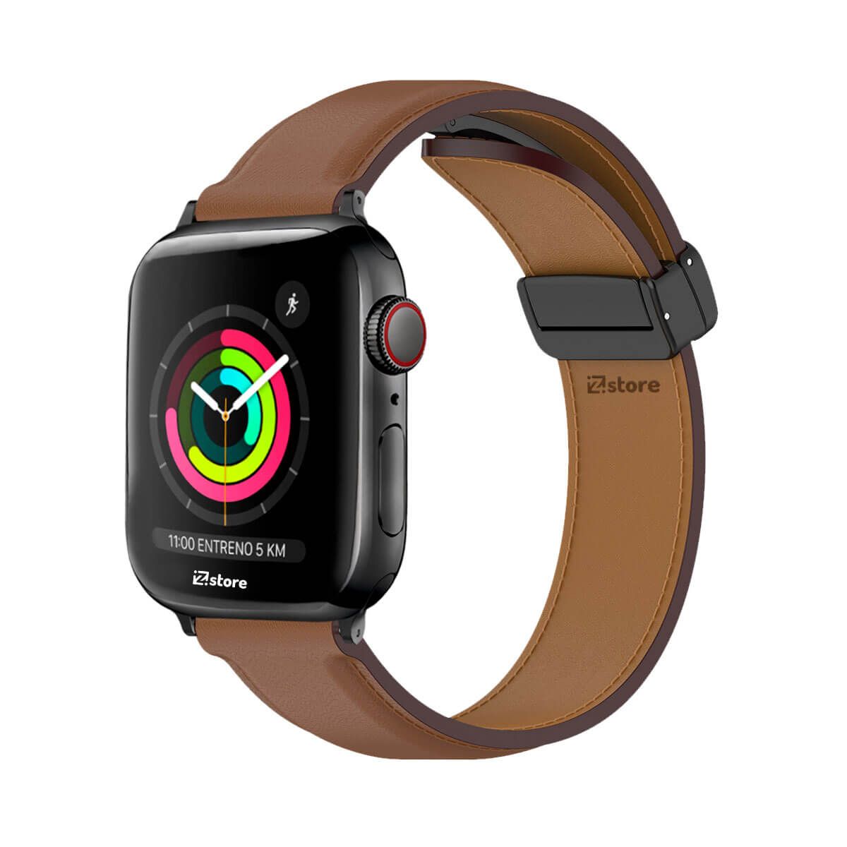 GENERICO - Correa De Cuero Para Apple Watch 38-40-41mm Marron Black