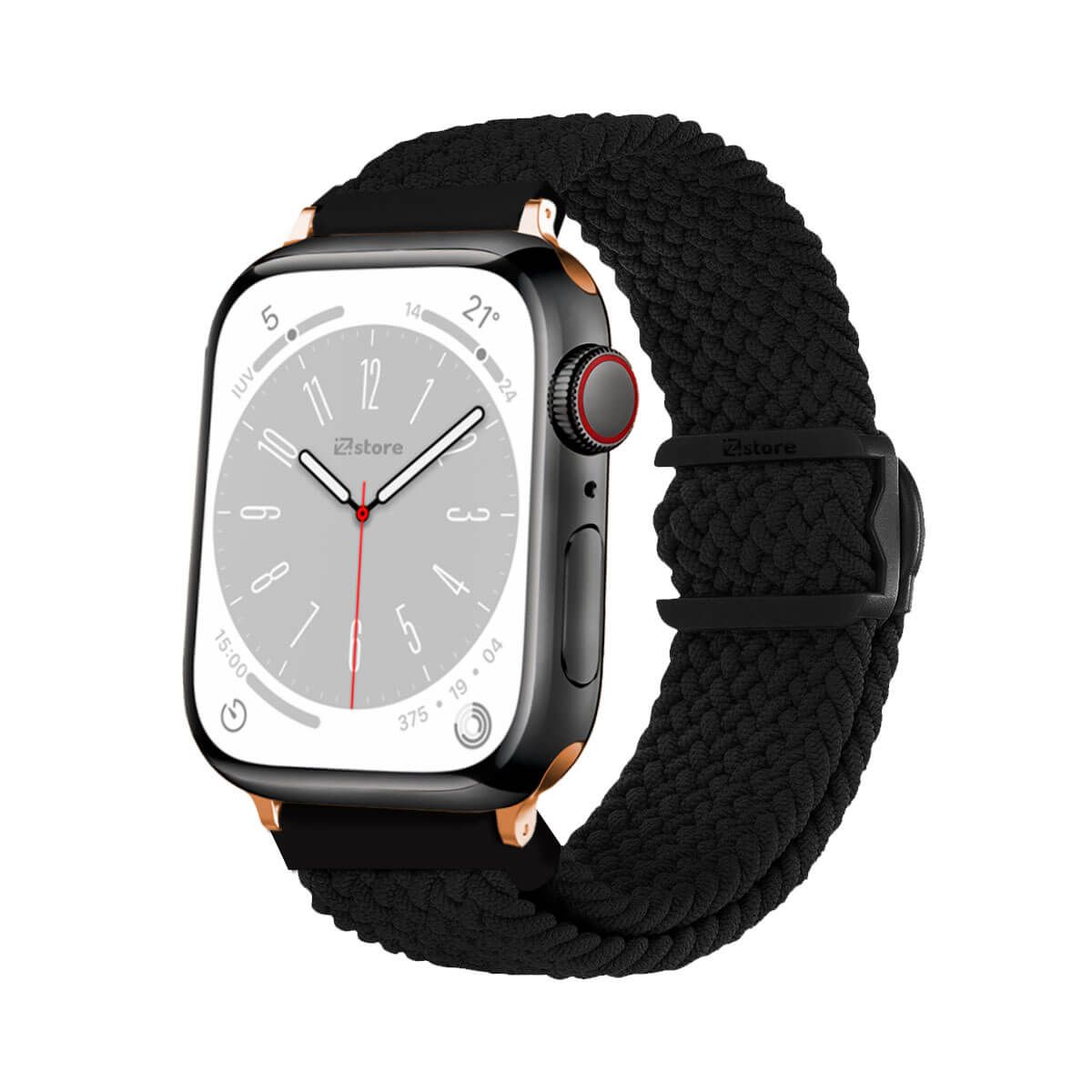 GENERICO - Correas de Nylon Para Apple Watch 38-40-41mm Negro Gold Rose