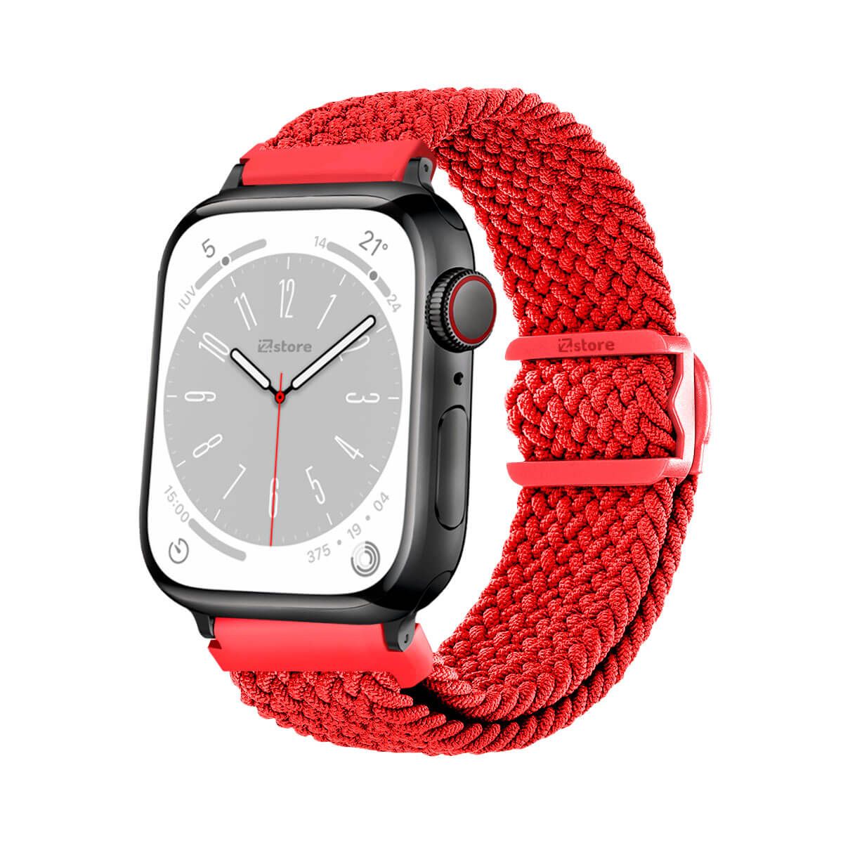 GENERICO - Correas de Nylon Para Apple Watch 38-40-41mm Rojo Black