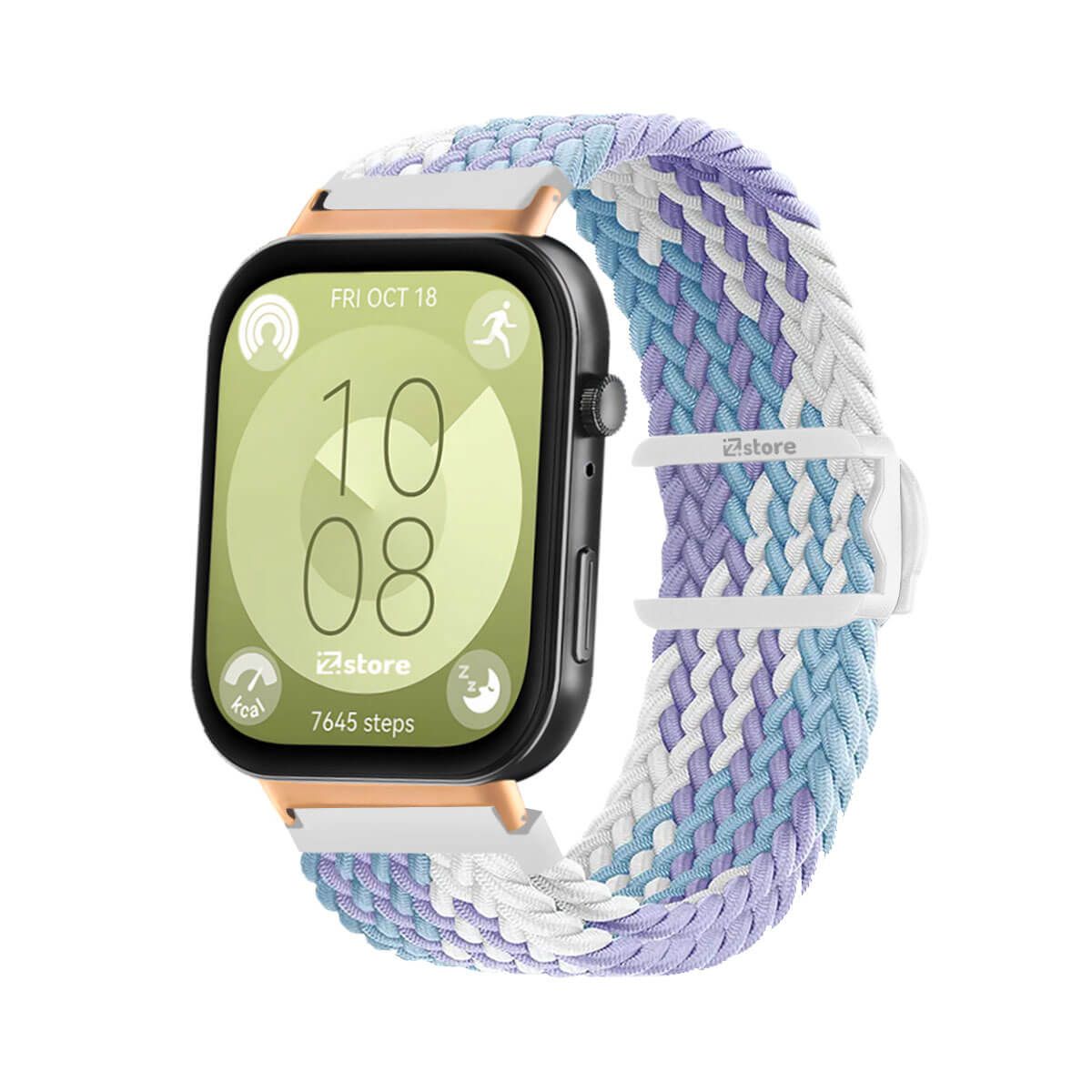 GENERICO - Correa de Nylon Para Huawei Watch Fit 3 Lila Bicolor Gold Rose