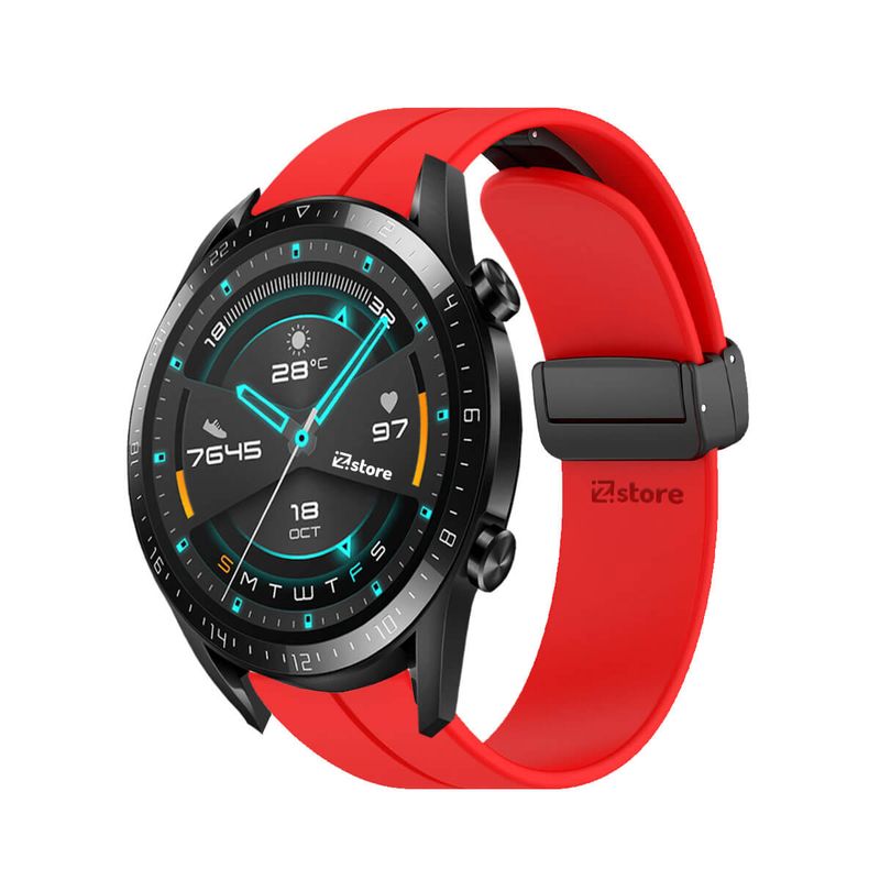 GENERICO - Correa Para Huawei Watch GT2 42MM Broche Magnético Rojo