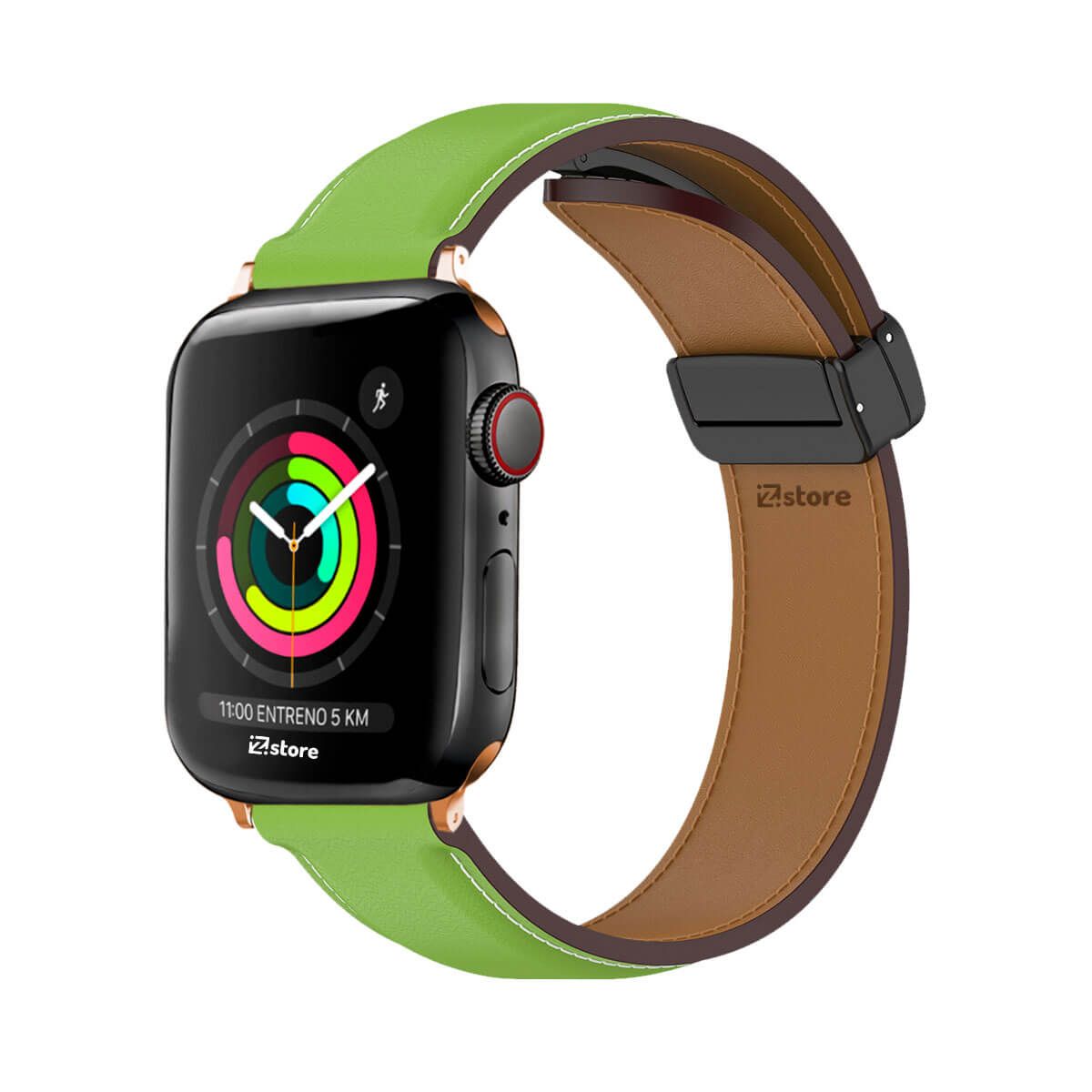 GENERICO - Correa De Cuero Para Apple Watch 38-40-41mm Verde Gold Rose